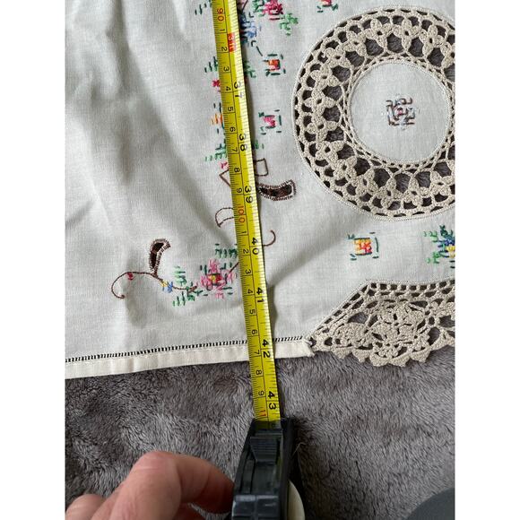 Handarbeit Brode Main Handmade Linen Tablecloth Cross Stitch Embroidery Lace - Picture 8 of 13